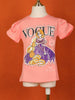 Light Peach Cotton Half Sleeve Embroidery T-Shirt for Girls - Diadem