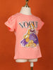 Light Peach Cotton Half Sleeve Embroidery T-Shirt for Girls - Diadem