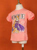 Light Peach Cotton Half Sleeve Embroidery T-Shirt for Girls - Diadem
