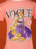 Light Peach Cotton Half Sleeve Embroidery T-Shirt for Girls - Diadem