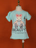 Light Blue Cotton Half Sleeve T-Shirt for Girls - Diadem