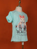 Light Blue Cotton Half Sleeve T-Shirt for Girls - Diadem