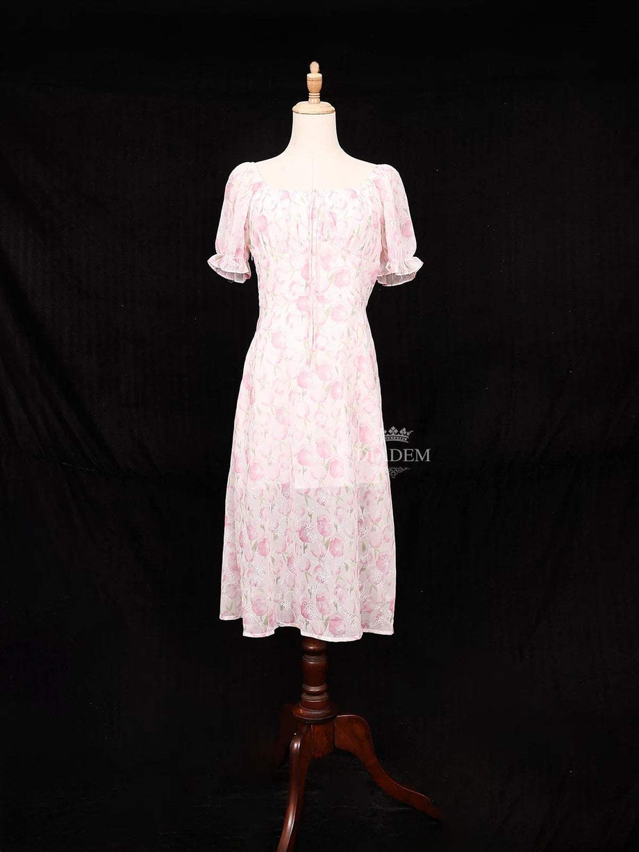 Charming Light Pink Frock with Flower Designs Diadem Store