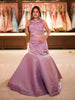 Soft Lavender Heavy Sequins and Beads Embroidered Net Mermaid Lehenga with Choker Dupatta