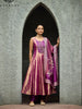 Magenta Floral Embroidered Tissue Silk Anarkali Salwar Suit