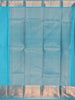 Sky Blue Leaf Motifs Pure Kanchipuram Silk Saree