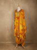 Yellow Floral Designed Semi Silk Straight Cut Salwar Suit