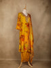 Yellow Floral Designed Semi Silk Straight Cut Salwar Suit
