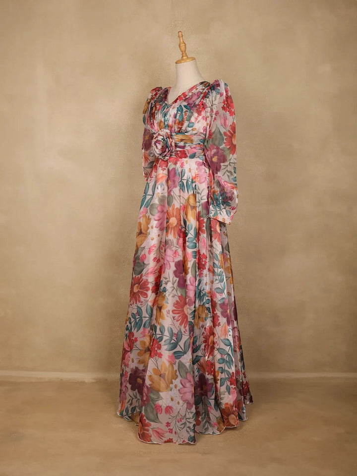Pink Organza Party Wear Gowns for Mother & Daughter - Diadem