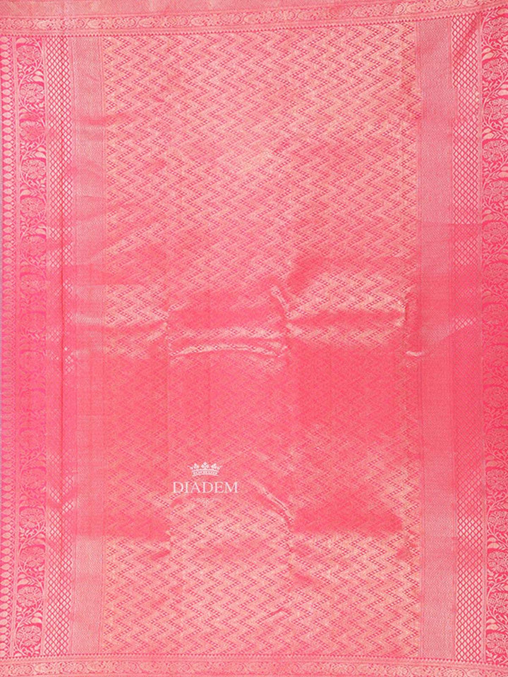 Blue Pure Kanchipuram Bridal Silk Saree with Floral Motif on the body and Contrast Zari Border - Diadem