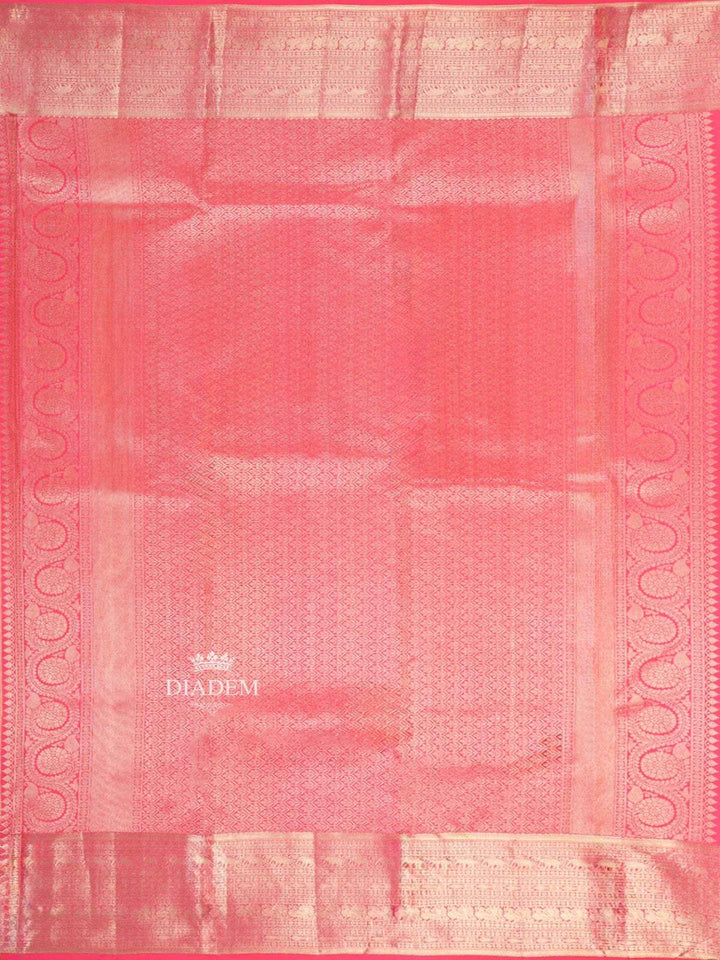 Yellow Pure Kanchipuram Bridal Silk Saree with Floral Motif on the body and Contrast Zari Border - Diadem