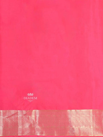 Yellow Pure Kanchipuram Bridal Silk Saree with Floral Motif on the body and Contrast Zari Border - Diadem