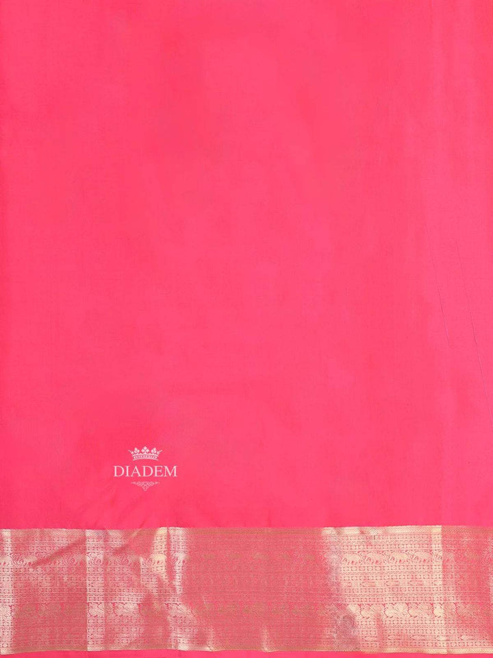 Yellow Pure Kanchipuram Bridal Silk Saree with Floral Motif on the body and Contrast Zari Border - Diadem