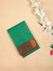 Green Pure Kanchipuram Bridal Silk Saree with Stripes Design on Body with Zari Border