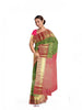 Parrot Green Pure Kanchipuram Silk Saree with Floral Motif on the body and Contrast Zari Border - Diadem