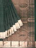 Dark Green Pure Kanchipuram Bridal Silk Saree with Floral Motif on the Body and Contrast Zari Border