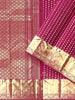Burgundy Pure Kanchipuram Bridal Silk Saree with Doted Stripes Design on the Body and Zari Border