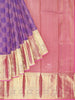 Violet Pure Kanchipuram Saree with Floral Design on the Body and Zari Border