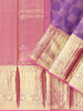 Violet Pure Kanchipuram Saree with Floral Design on the Body and Zari Border