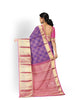Violet Pure Kanchipuram Saree with Floral Design on the Body and Zari Border
