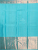 Sky Blue Pure Kanchipuram Bridal Silk Saree with Floral Motif on the body and Zari Border - Diadem