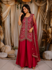 Queen Pink Floral Thread Embroidered Design Satin Palazzo Suit with Dupatta