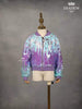 Lavender and Blue Dual-Tone Sequined Bomber Jacket - Diadem