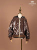 Black with Bronze Sequins Embellished Hoodie Jacket - Diadem