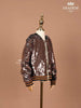 Black with Bronze Sequins Embellished Hoodie Jacket - Diadem