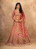 Pink Floral Embroidered Net Lehenga for Bridesmaids