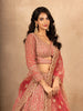 Pink Floral Embroidered Net Lehenga for Bridesmaids