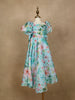 Blue Floral Designed Party Gown for Girls