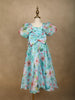 Blue Floral Designed Party Gown for Girls