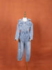 Denim Blue Jumpsuit with Hood for Girls - Diadem