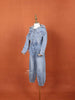 Denim Blue Jumpsuit with Hood for Girls - Diadem