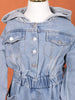 Denim Blue Jumpsuit with Hood for Girls - Diadem