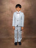 Navy Blue Cotton Formal Coat Suit with White Shirt and Bow - Diadem