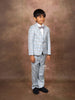 Navy Blue Cotton Formal Coat Suit with White Shirt and Bow - Diadem