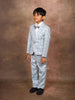 Navy Blue Cotton Formal Coat Suit with White Shirt and Bow - Diadem