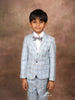 Navy Blue Cotton Formal Coat Suit with White Shirt and Bow - Diadem