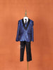Royal Blue Raw Silk Tuxedo Coat Suit with attached Tie - Diadem