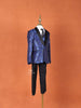 Royal Blue Raw Silk Tuxedo Coat Suit with attached Tie - Diadem