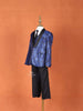 Royal Blue Raw Silk Tuxedo Coat Suit with attached Tie - Diadem