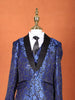 Royal Blue Raw Silk Tuxedo Coat Suit with attached Tie - Diadem