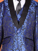 Royal Blue Raw Silk Tuxedo Coat Suit with attached Tie - Diadem