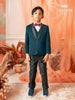 Black Glitter Texture Tuxedo Suit - Diadem