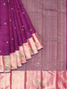 Purple Kanchipuram Bridal Silk Saree with Floral Motif on the body and Zari Border