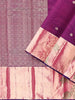 Purple Kanchipuram Bridal Silk Saree with Floral Motif on the body and Zari Border