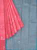 Pink Kanchipuram Bridal Silk Saree with Stripes and No Border - Diadem
