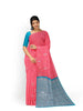Pink Kanchipuram Bridal Silk Saree with Stripes and No Border - Diadem
